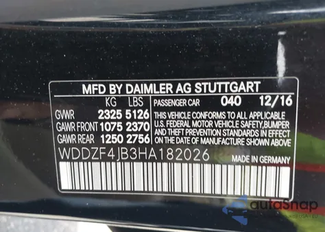 2017 Mercedes-Benz E 300 from USA, damaged, VIN WDDZF4JB3HA182026